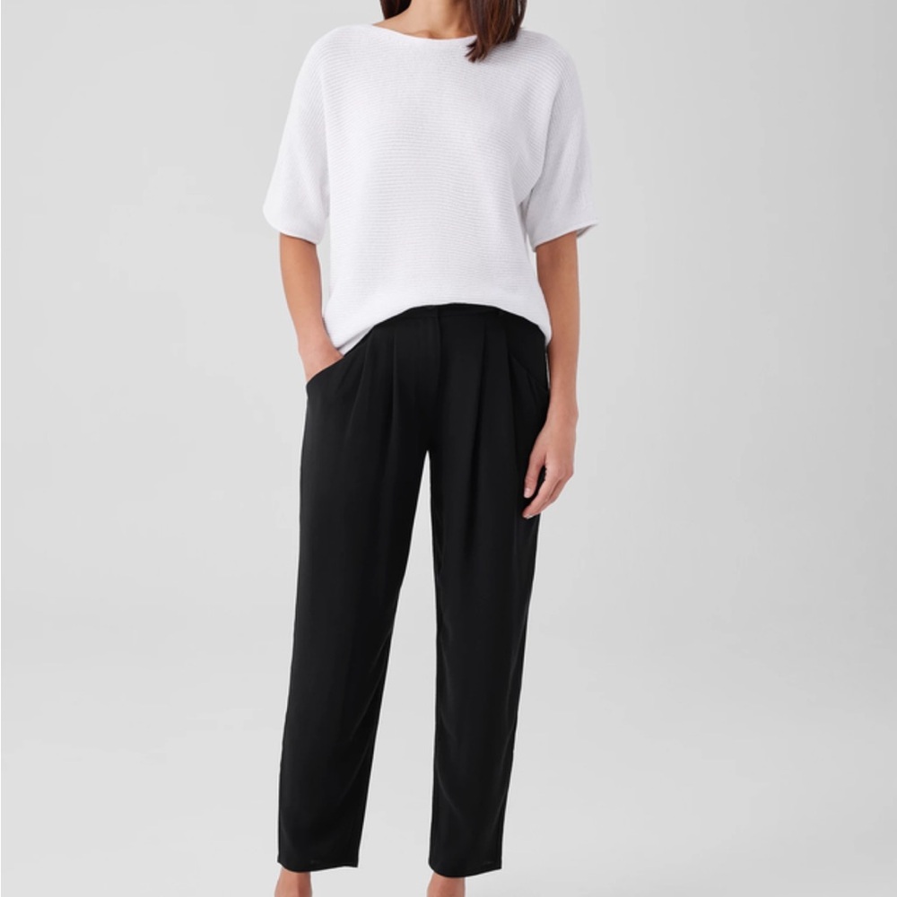 Eileen Fisher Silk Georgette Crepe Tapered Pant